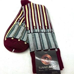 Tunnel Beat Men Dress Suit Funky Formal Style Sock Casual Sox Markers 3 Burgundy